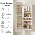 thumbnail image 3 of LIVIZA Full-Length Mirror Jewelry Cabinet with LED Light & Lockable, Wall Door Mounted Jewelry Armoire Organizer,White, 3 of 8