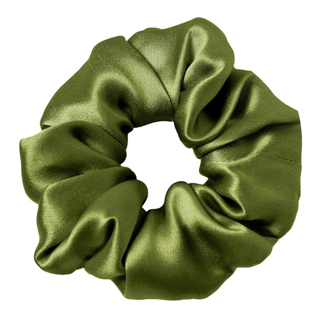 LILYSILK Gomas para el cabello de seda para prevenir el encrespamiento y la rotura, 100% seda de morera, sin daños, soportes de cola de caballo de seda elástica, 1 pieza, verde oscuro