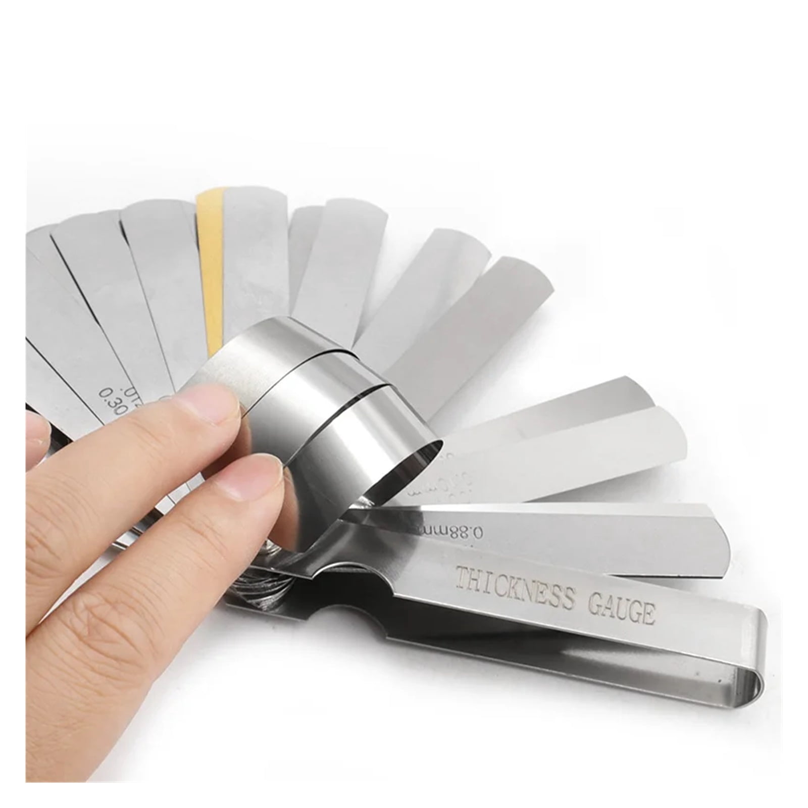 32 Blades Feeler Gauge Metric Gap Filler 0.04-0.88 mm Thickness Gage For Measurement Tool,0015-.035 Copper Sheet ,Easy Identification