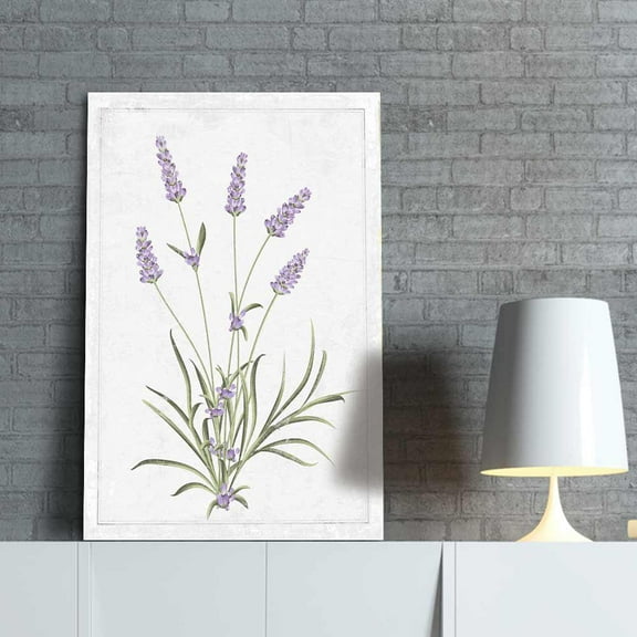 wall26 - Canvas Wall Art - Hand Drawn Purple Lavender Minimal Flower Series Artwork - Giclee Print Gallery Wrap Modern Home Art Ready to Hang - 16x24 inches