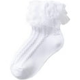 thumbnail image 4 of 1 Pairs Little Girls Cotton Lace Ruffle Socks, Lace Ruffle Frilly Comfortable Princess Style Dress Socks, 4 of 5