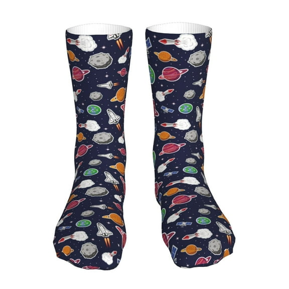 Xecao Rocket Satellite Print Fashion No Heel Casual Crew Socks Cushioned Breathable for Men Women - Moisture wicking,Not easy to fade Suitable for daily