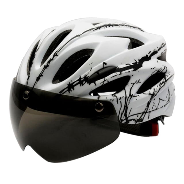 Casco con Gafas Extraíbles, Botón de Visera - Blanco DYNWAVEMX Sombrero de seguridad para ciclismo con gafas