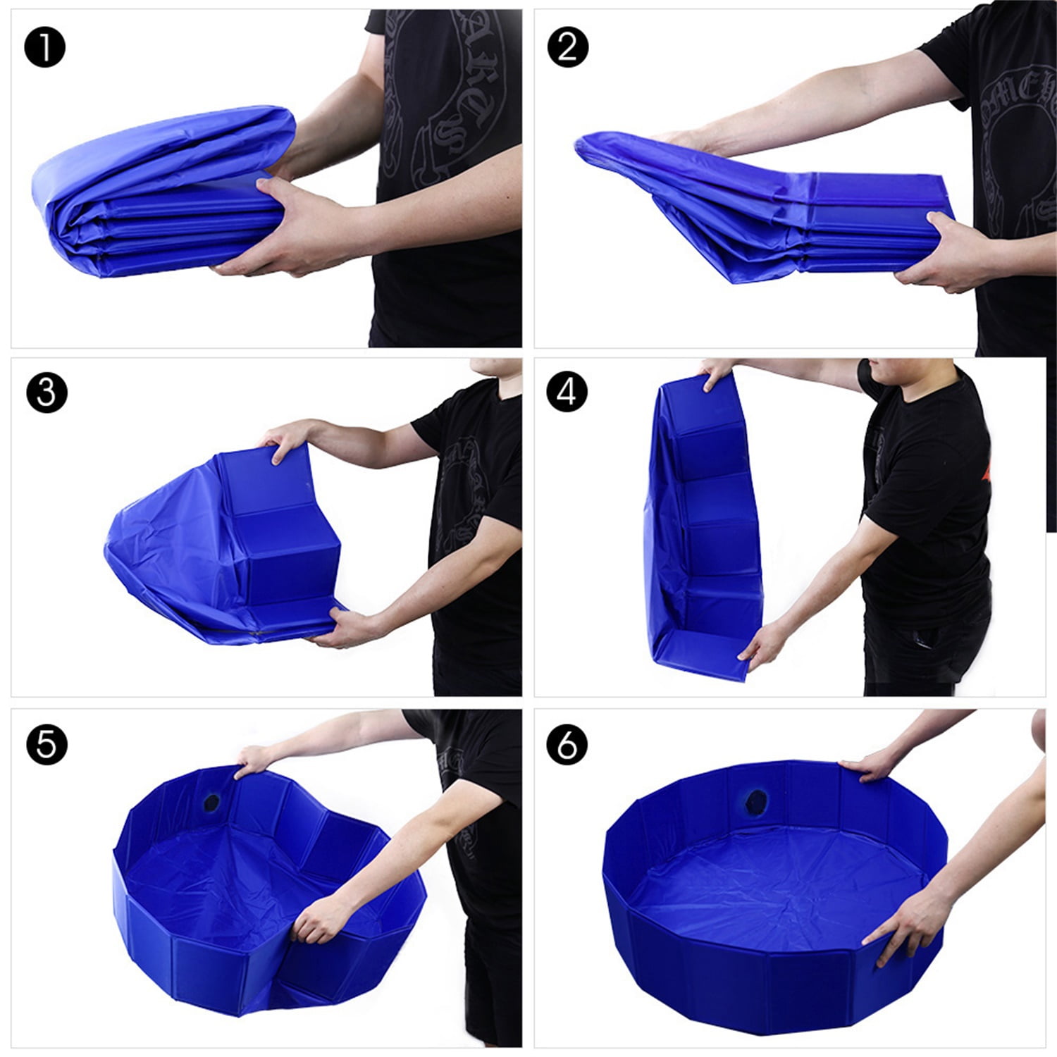 Pefilos Foldable Swimming Pool for Large Dogs, Pet Bathing Tub Kid Pool Blue M Pefilos Foldable Swimming Pool for Large Dogs, Pet Bathing Tub Kid Pool Blue M