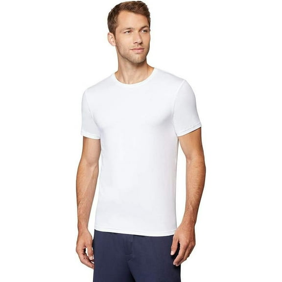 32 DEGREEES Men's Cool Classic Crew T-Shirt , Anti-Odor , 4-Way Stretch , Moisture Wicking Medium White