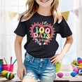 thumbnail image 2 of Toddler Girls Tops & T-Shirts 100 Days Of School Print Round Neck Loose Short Sleeve Fashion Casual Tee Shirts Sportwear,Black,3-4 Years, 2 of 4