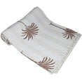 thumbnail image 3 of Indian Handmade Cotton Palm Tree Design Block Print Queen Kantha Throw Blanket Bedspread, 90x108 Inch, 3 of 9