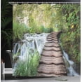 thumbnail image 4 of Ambesonne Nature Shower Curtain, Stream in Green Jungle, 69"Wx84"L, Brown Green White, 4 of 5