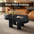 thumbnail image 6 of 35.82" Black Cloud Coffee Table, Modern Coffee Table with 4 Sturdy Support Legs, Small Black Coffee Table, Round Edge, 2.67" Thick Tabletop,Easy Match for Living Room, Bedroom, Balcony,Patio, 6 of 8