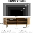 thumbnail image 2 of Merluxy 70" Mid Century TV Stand with Tambour Door & Wood Legs, Dust-Proof Storage Cabinet, Brown, 2 of 8