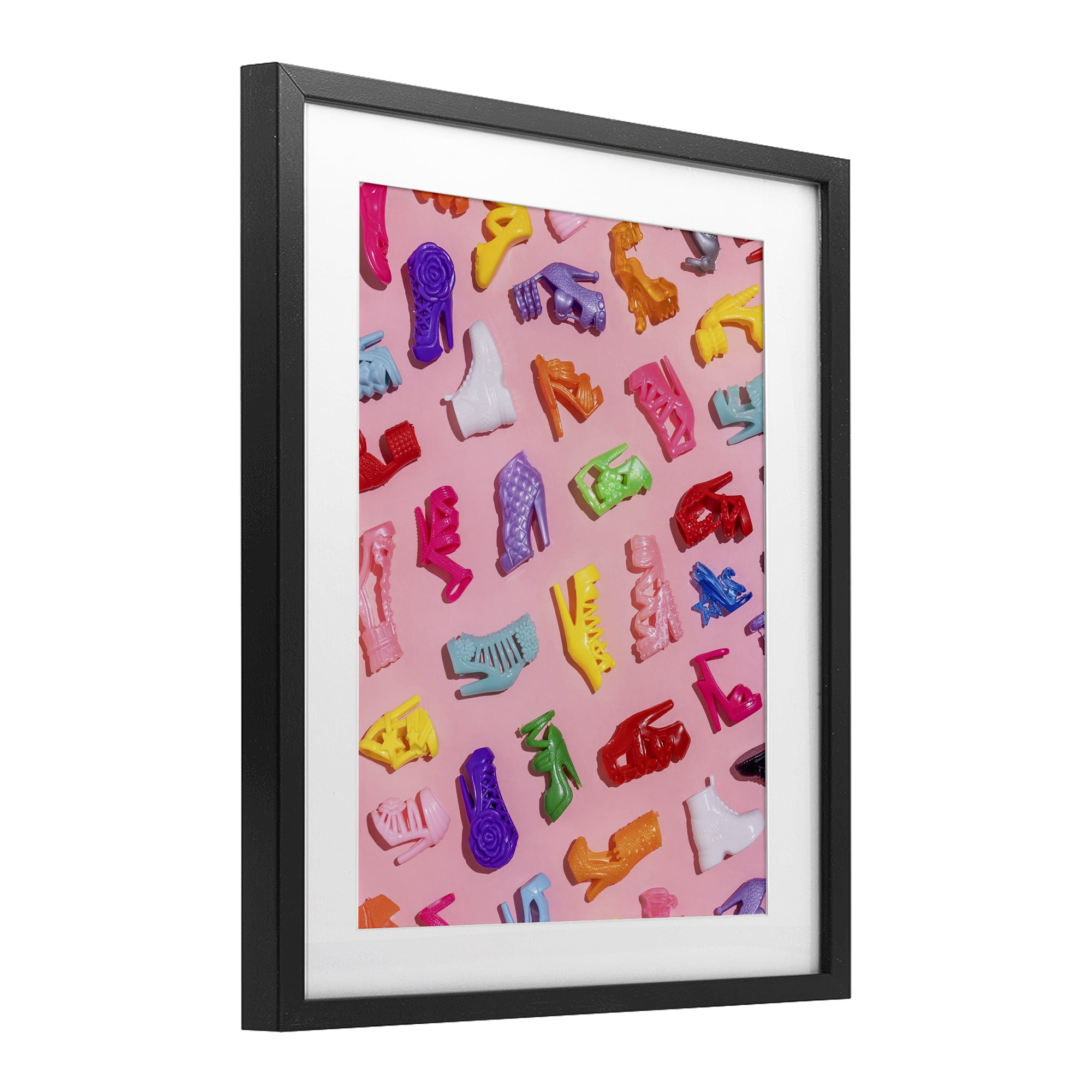 Stupell Industries Tiny Colorful Doll Shoes Black Framed Print Under Glass, design by LISH Creative