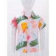 thumbnail image 3 of Raenseen Kids Boys Summer Hawaiian Shirts Floral Print Short Sleeve Button Shirts Tropical Luau Shirts Blouse Tops Type B 7-8, 3 of 7