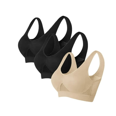 Plus Size Sports Bras 4X to 5X 3 Pack for Women S-6X Breathable Push-Up Bralettes Ladies Multipack Pullover No Underwire Underwear Bra Clearance Sale