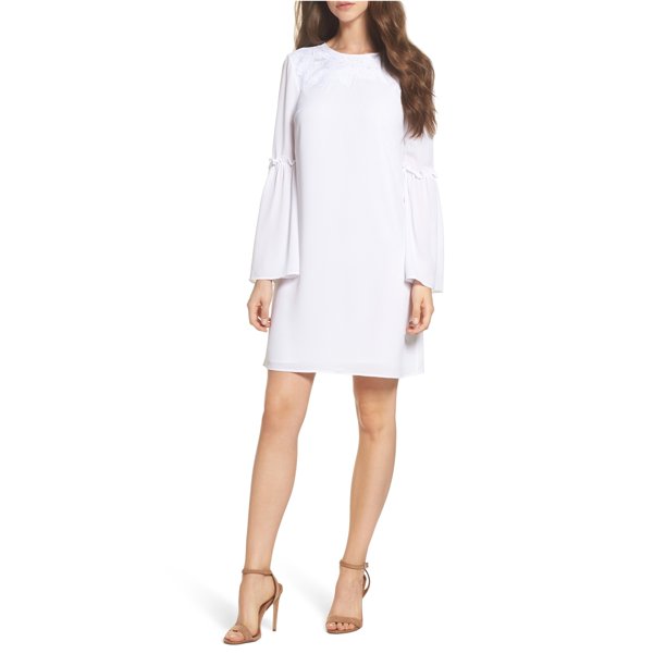 Michael Kors Vestido acampanado de encaje para mujer, blanco, pequeño Michael Kors Alinear
