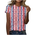 thumbnail image 2 of Cavosen Independence Day Shirts Women Petite Red White and Blue Short Sleeve Crewneck Shirts USA Flag Graphic Tops Lady XL Patriotic Casual T Shirts Independence Day Tunic Tees Patriotic Outfits, 2 of 4