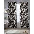 thumbnail image 3 of Black White Floral Semi Sheer Curtains 96 Inch Length 2 Panels Set, Farmhouse Vintage Botanical Leaves Sheer Kitchen Curtain Privacy Voile Window Curtain for Living Room Bedroom Rod Pocket Drapes, 3 of 7