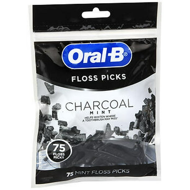 OralB Charcoal Mint Floss Picks 75 ct
