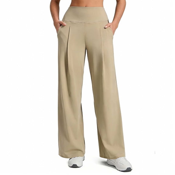 JYnXIANTI Womens High Waisted Pants Lightweight Pleated Front Pants Loose Athletic Running Trousers with Pockets for Women