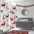 thumbnail image 3 of Christmas Shower Curtain, Buffalo Check Plaid Elk Snowflake Xmas Tree Winter Holiday Bathroom Curtain Waterproof Fabric Machine Washable with Hooks, 72" Wx84 L, 3 of 6