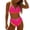 Hot Pink, variant on UTSJKR Women's V Neck Colorblock Tie Back Bikini Swimsuit, Padded Wireless 2 Piece Bathing Suit for Summer Vacation Beach Wear Light Blue S