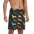 thumbnail image 2 of Balery Plaid Dachshund Pantalones cortos de pijama de punto de algodón para hombre con cinturilla y bolsillos-X-Large, 2 of 6