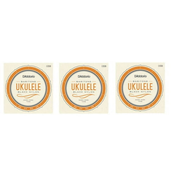 D'Addario Ukulele Strings 3-Pack Black Nylon EJ53B Uke Baritone