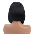 thumbnail image 4 of 12 Inch Black Synthetic Fiber Mid-Part Shoulder-Length Wig LC082 - Heat Resistant Up to 120°C, Adjustable Cap Size for Most, Breathable Wig Cap Included, Natural-Looking & Skin Tone Friendly for, 4 of 6