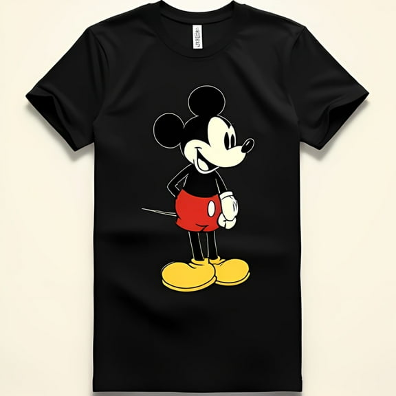 Iconic Outline Black T-Shirt Nostalgic Design with Red Shorts & Yellow Shoes