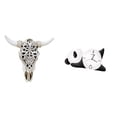 thumbnail image 1 of Escultura de pared de calavera,Estatua de resina con cabeza de vaca para decoración de pared y hogar,Adornos de diseño de patrón de decoración de pared de cabeza de vaca,Reloj de, 1 of 8