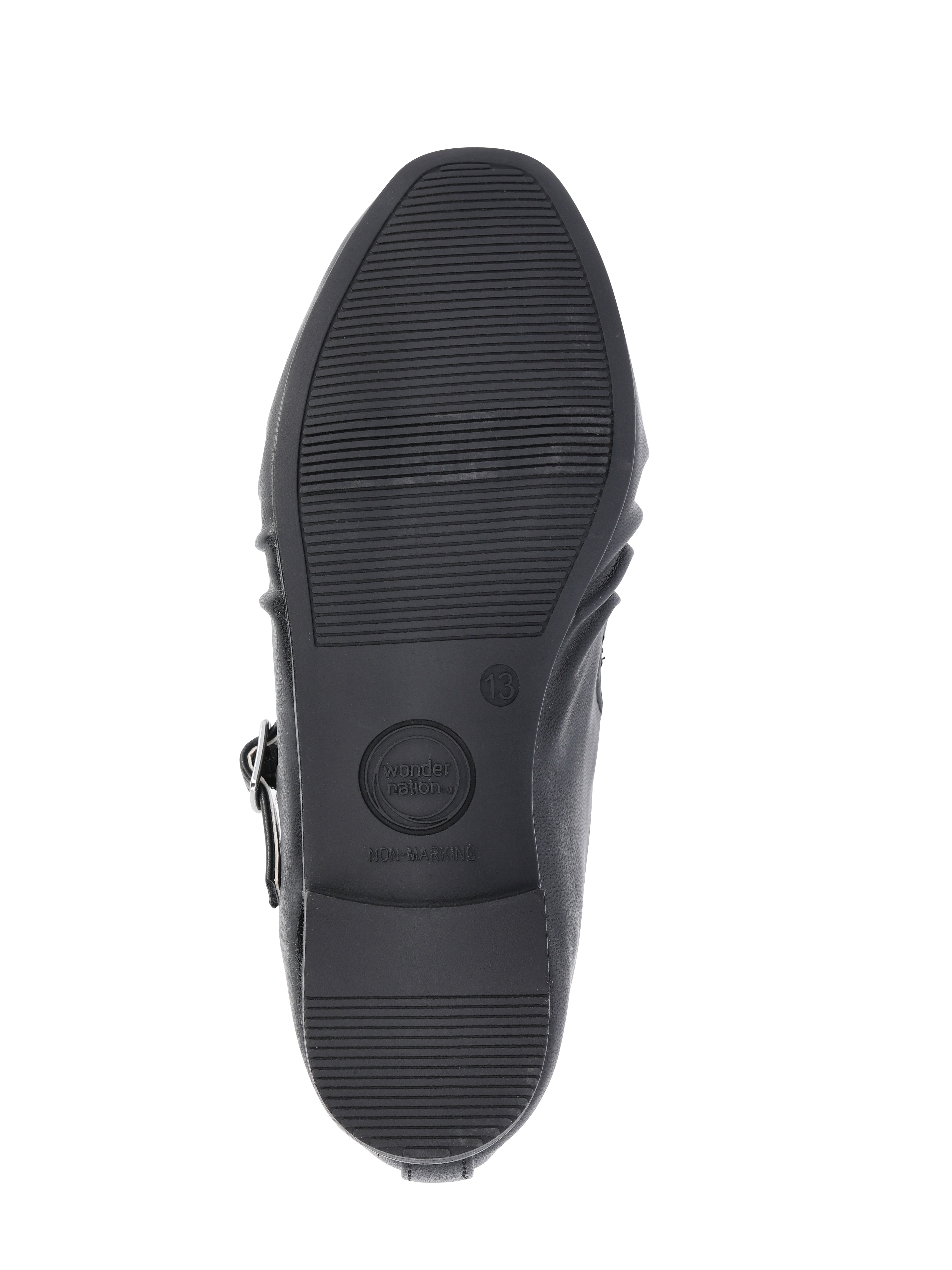 Wonder Nation Little Girls and Big Girls Scrunch Ballet Dress Shoes, Black