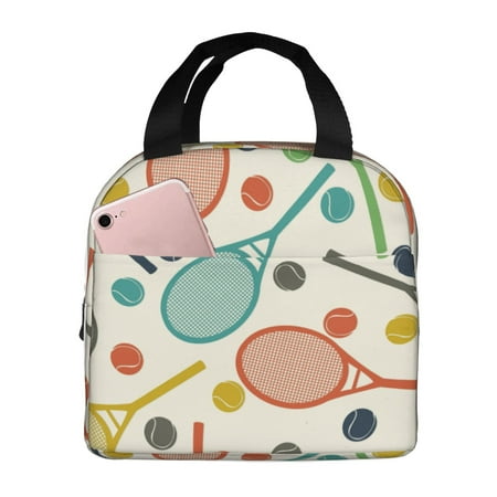 Insulated Lunch Bag for Women Men - Racket and Tennis Ball Leakproof Cooler Lunch Box for Women Men  Lunch Tote Bags for Work School Picnic Travel