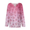 thumbnail image 4 of Womens Valentines Day Outfit Long Sleeve Henley V- Neck Lightweight Tops Spring Fashion Tshirts Heart Print Button Blouses, 4 of 5