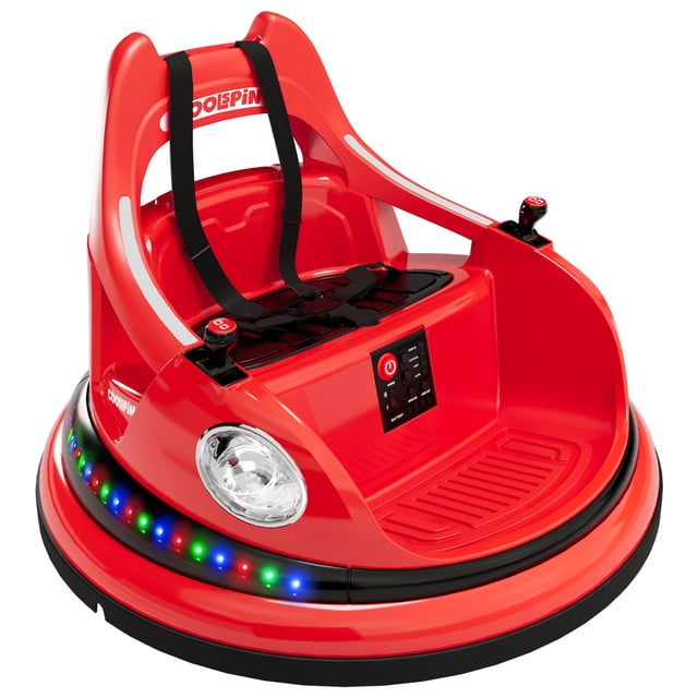 Coche de choque eléctrico para niños, automóvil 12V con control remoto, luces LED y giro 360°