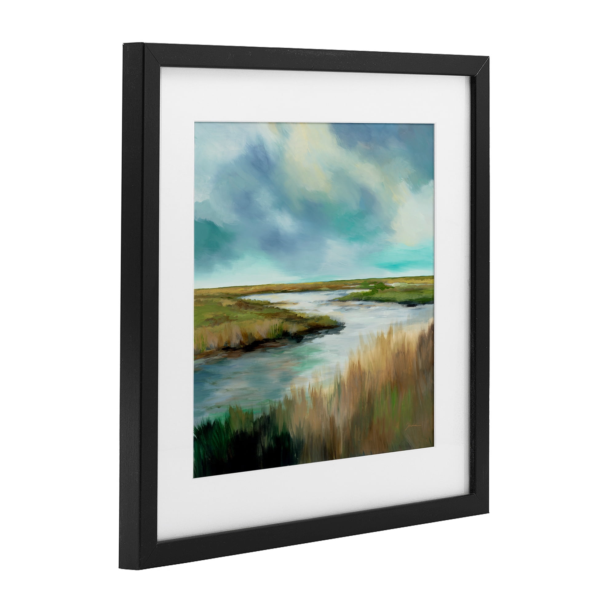 Stupell Industries Tranquil Meadow and Wetlands Black Framed Print Under Glass, design by Liz Jardine