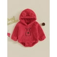 thumbnail image 2 of GXFC Infant Christmas Clothes for Girls Boys 6M 9M 12M 18M 24M Newborn Long Sleeve Hooded Reindeer Print Romper Bodysuit Christmas-themed Clothing for Baby, 2 of 8