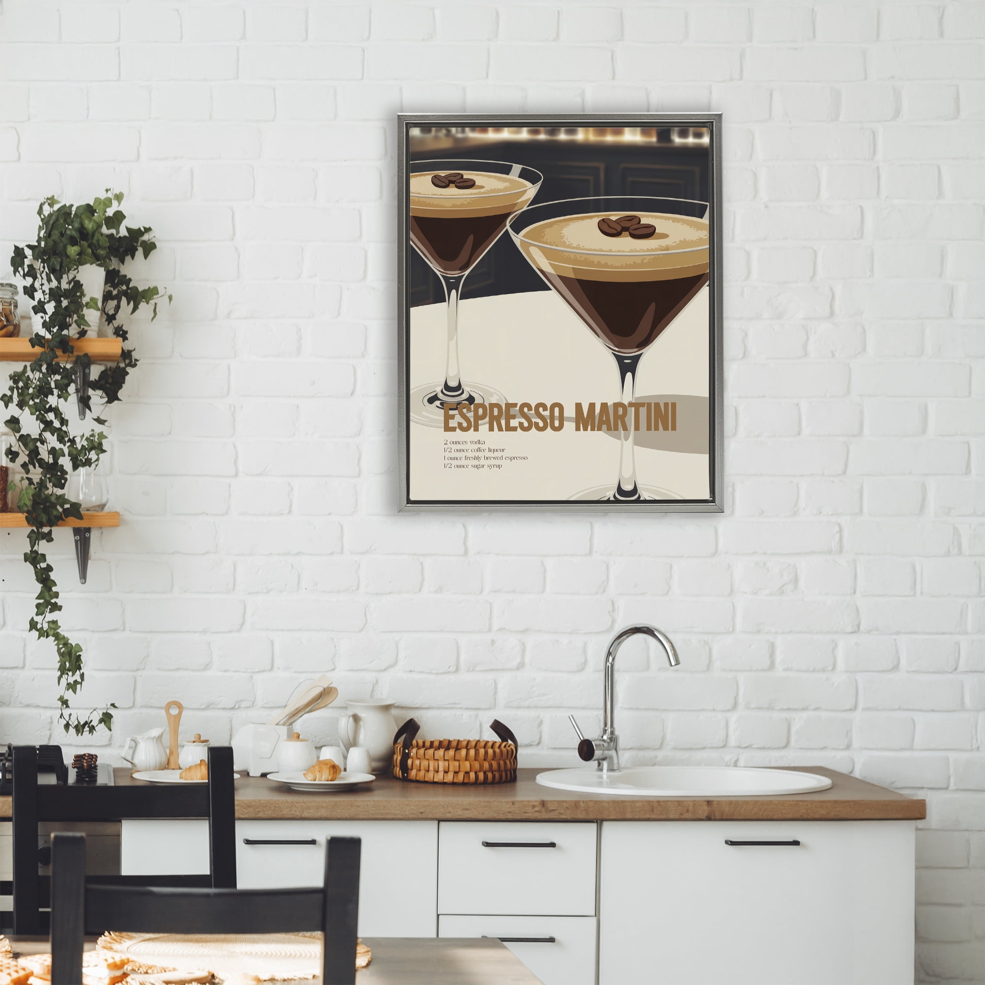 Stupell Industries Sleek Modern Espresso Martini Gray Framed Floater Canvas Wall Art, design by Andreas Magnusson