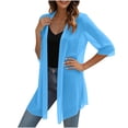 thumbnail image 6 of Jsaierl Women Elegant Short Sleeve Chiffon Kimono Cardigan, Loose Open Front Flowy Outerwear, Stylish Sheer Sunscreen Coat for Dating Shopping Summer Daily, 6 of 10