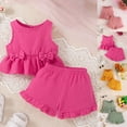 thumbnail image 4 of TOWED22 Toddler Girls Summer Sets 2 Piece Lovely Tank Tops Sleeveless Shorts Clothing Outfits Adorable(Hot Pink,6-9 M), 4 of 6