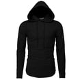thumbnail image 3 of H2H Mens Casual Slim Fit Lightweight Slub T-Shirt Hoodie BLACK US 2XL/Asia 3XL (CMOHOL080), 3 of 6