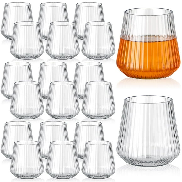 Copas de vino Suclain acanaladas sin tallo, 400 ml, 20 unidades, PET