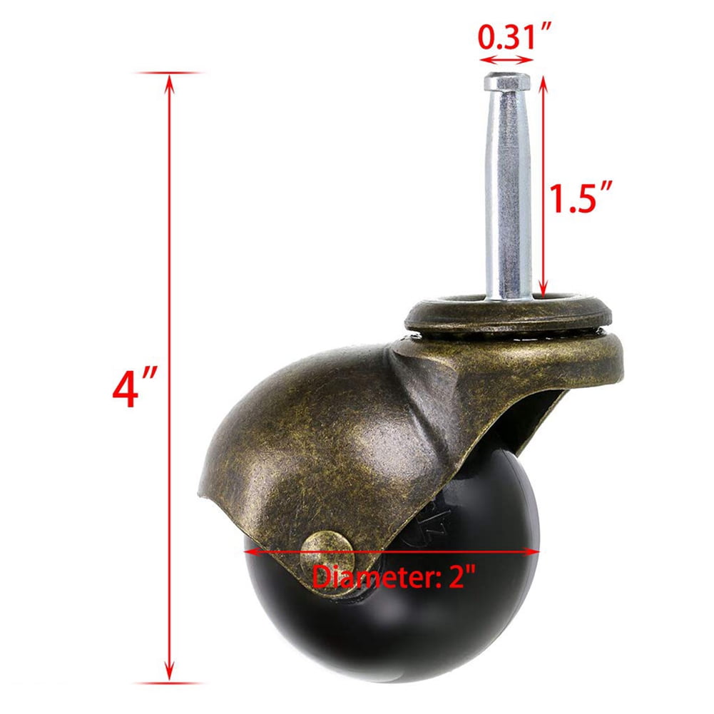 8 Pack 2 Inch Ball Caster Stem Caster Wheel with Sockets,Vintage Antique Swivel Caster for Furniture,Sofa,Chair,Cabinet