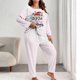 thumbnail image 1 of Conjunto de pantalones y blusa de poliéster para mujer, de manga larga, con estampado de moda, informal, para estar en casa, talla grande, 1 of 4