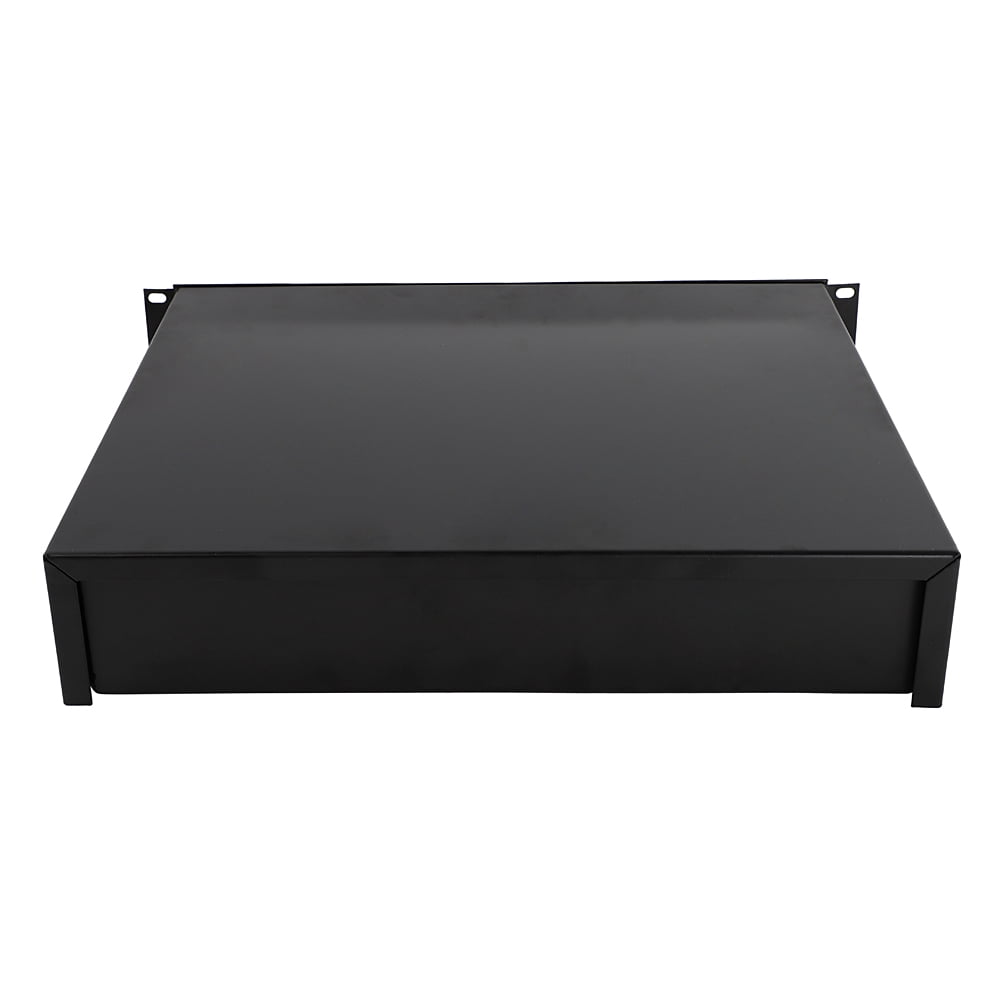 19" 2U Steel Plate DJ Drawer Equipment Cabinet with Keys Black