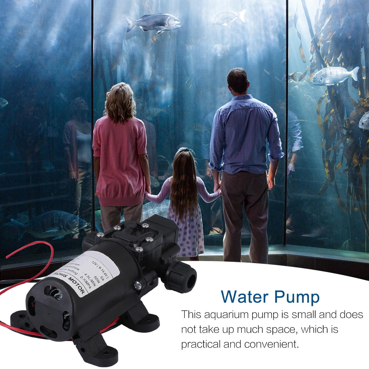 Tineasur 12V Compact Diaphragm Pump Black Sprayer Pump for Aquarium Water Change and Testing