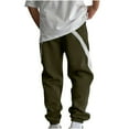 thumbnail image 3 of Jinhomg Mens Soft Cargo Pant Baggy Comfy Elastic Drawstring Waist Joggers 2025 Trendy Color Block Casual Long Pants with Pockets Limited Time Deals of The Day Army Green XL, 3 of 6