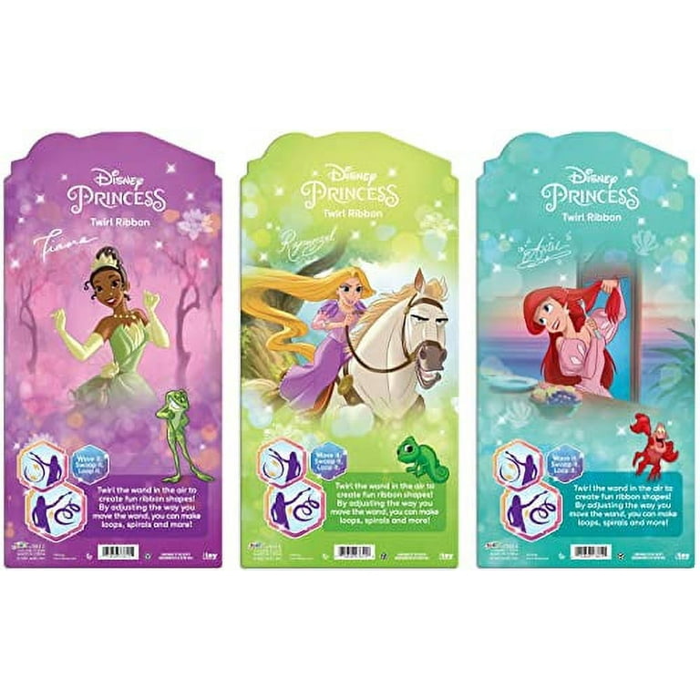 JA-RU Disney Princess Rainbow Ribbon Wands (3 Twirling Ribbon Assorted)  Dancing Rhythmic Streamer Wand, Girls Toys. Gymnastics Equipment for Kids.