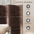 thumbnail image 5 of HOMCOM 6 Panel 67" Tall Wood Privacy Screen Room Divider with 3 Display Shelves, and Folding Storage for Bedroom or Home Office, Walnut, 5 of 9