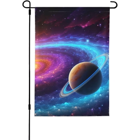 Double Sided Winter Garden Flag 12.5 x 18 Inch Vertical Colorful Solar System Outdoor Yard Flag for All Seasons Decorative Holiday Yard Decor