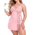 thumbnail image 5 of Avidlove Pink Lingerie Sexy Plus Size Lingerie for Women Lace Satin Nightgown Sleepwear Pink 5XL, 5 of 6