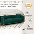 thumbnail image 5 of 83" Velvet Sofa Couch, Large Couch with 2 Removable Pillows and Front Stud Details, 3 Seats Upholstery Sofa for Living Room Bedroom Home Office, Green, 5 of 8